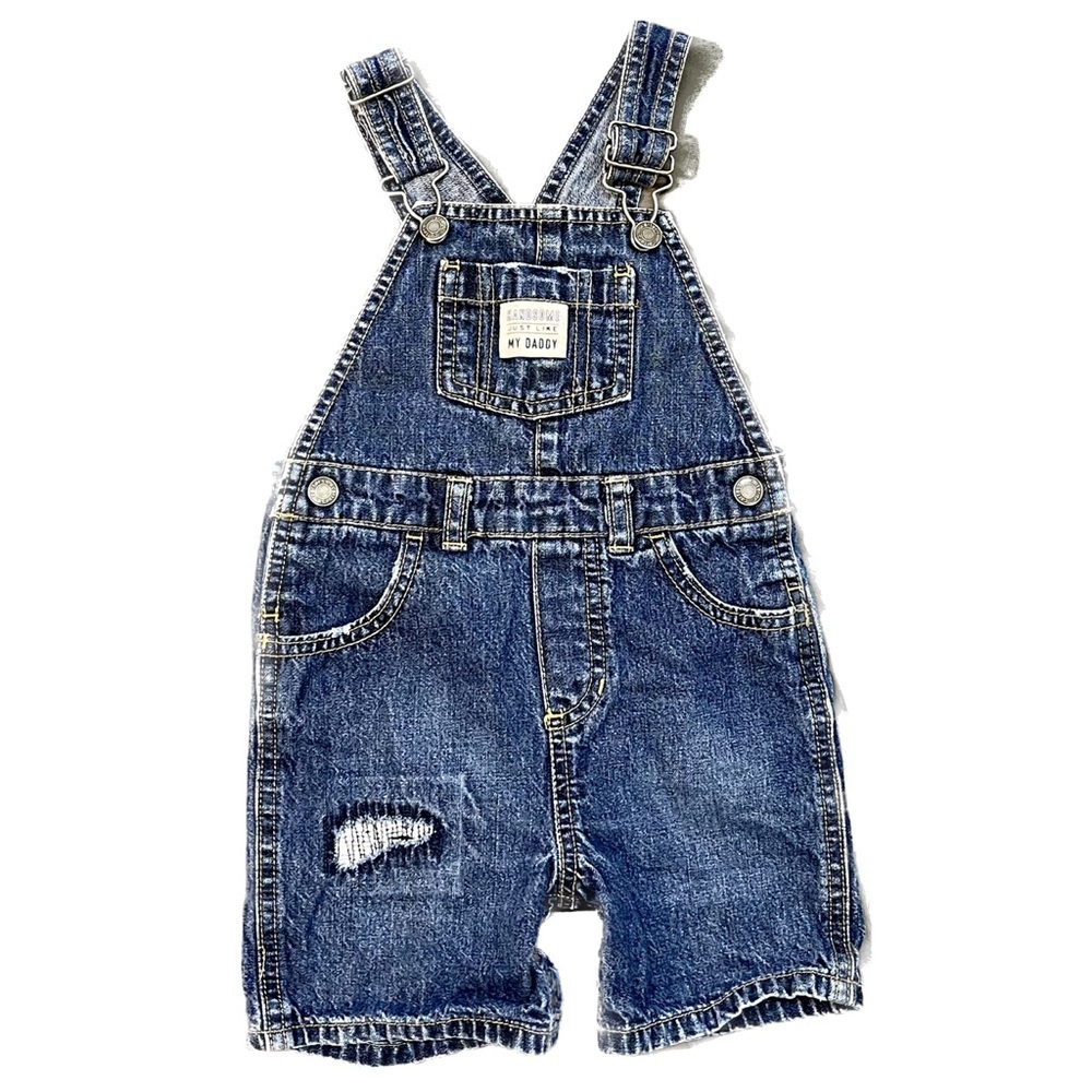Carter’s Handsome Like Daddy Boys Distressed Patched Overalls Size 18 Months